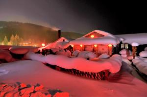 China Snow Village Night